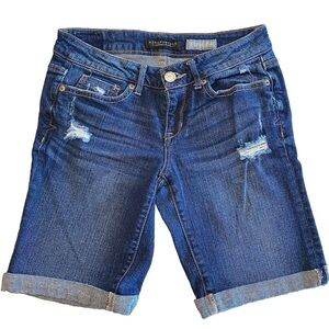 Like New Aeropostale Cuffed Distressed Bermuda Low Rise Jean short Y2K 0